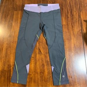 Lululemon grey and purple running crop 6